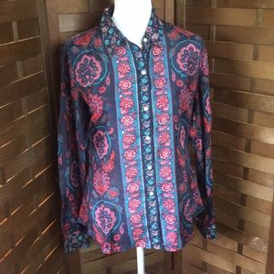 Lucky Brand Ladies Silk bottom down blouse SZ M